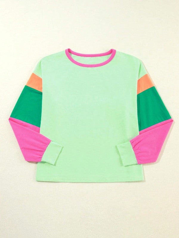 Boho Cotton 90's Color Block Sleeve Loose Fit Top