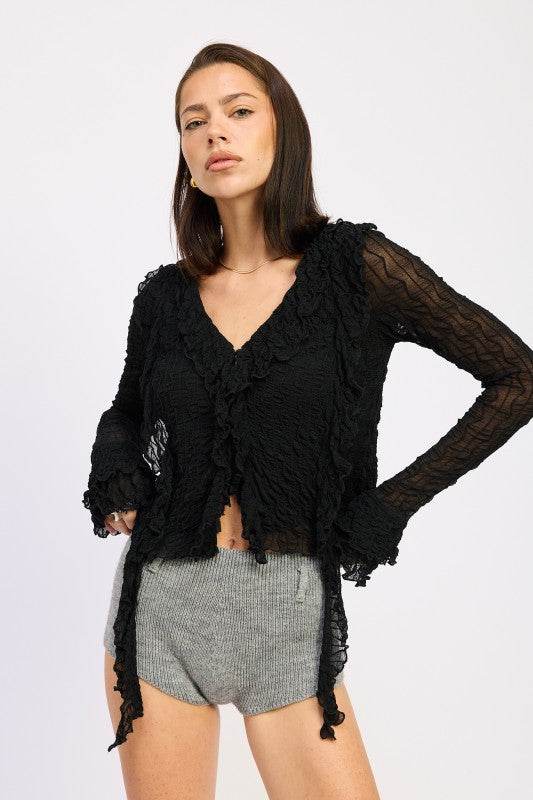 RUFFLED LONG SLEEVE TOP