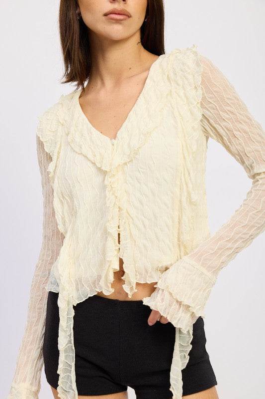 RUFFLED LONG SLEEVE TOP