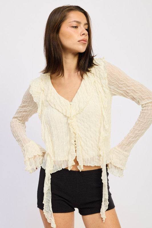RUFFLED LONG SLEEVE TOP
