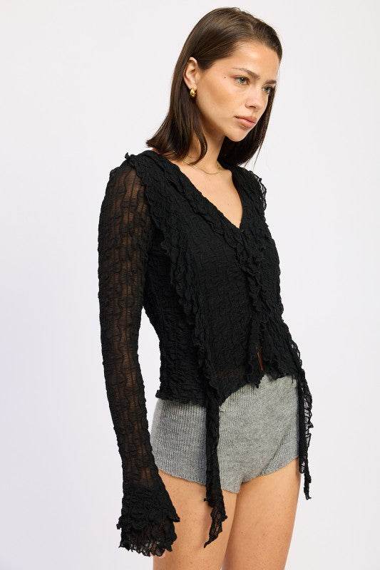 RUFFLED LONG SLEEVE TOP