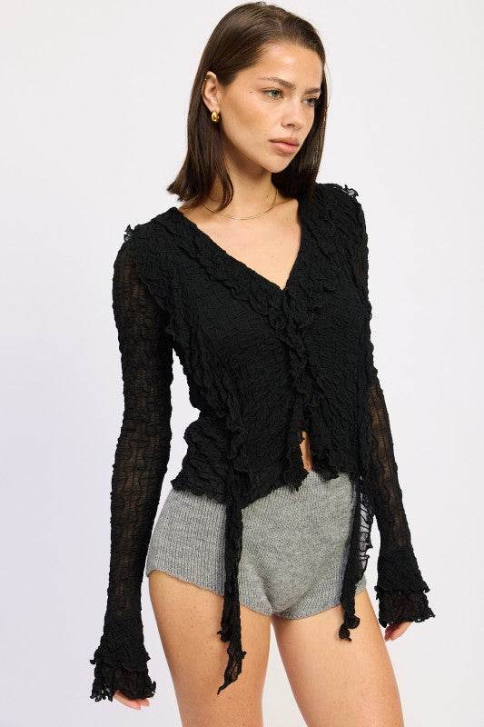 RUFFLED LONG SLEEVE TOP