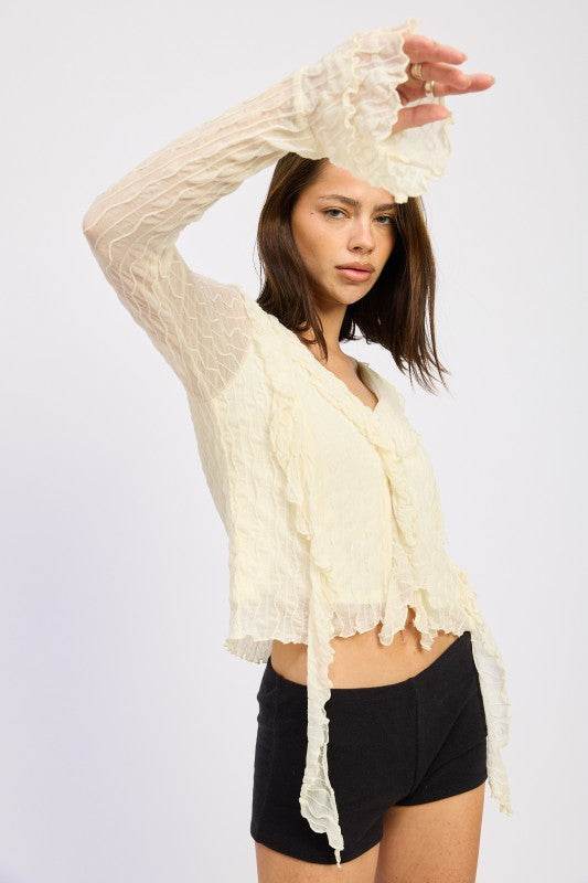 RUFFLED LONG SLEEVE TOP