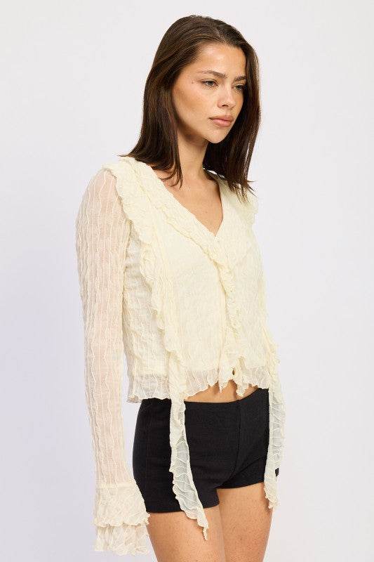 RUFFLED LONG SLEEVE TOP