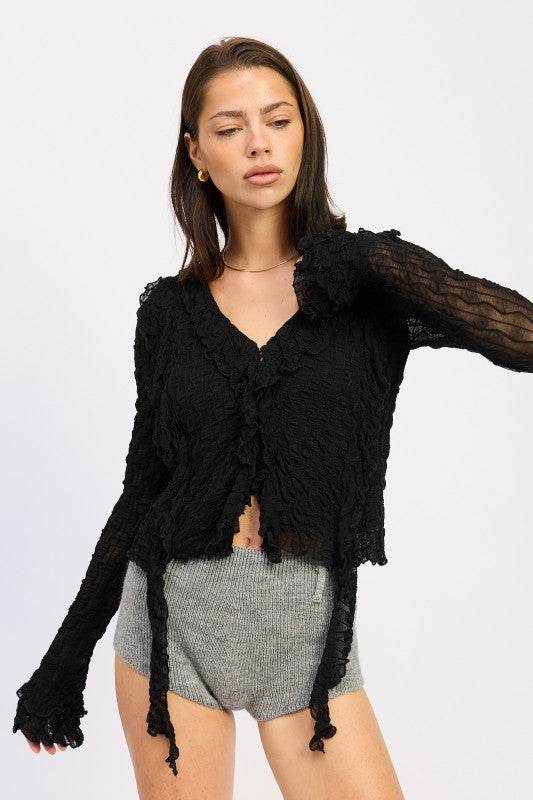 RUFFLED LONG SLEEVE TOP