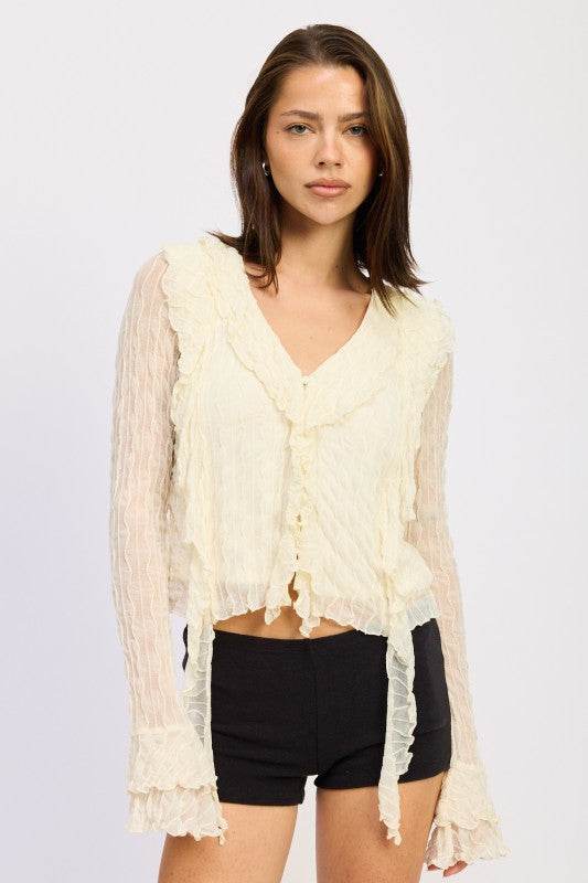 RUFFLED LONG SLEEVE TOP