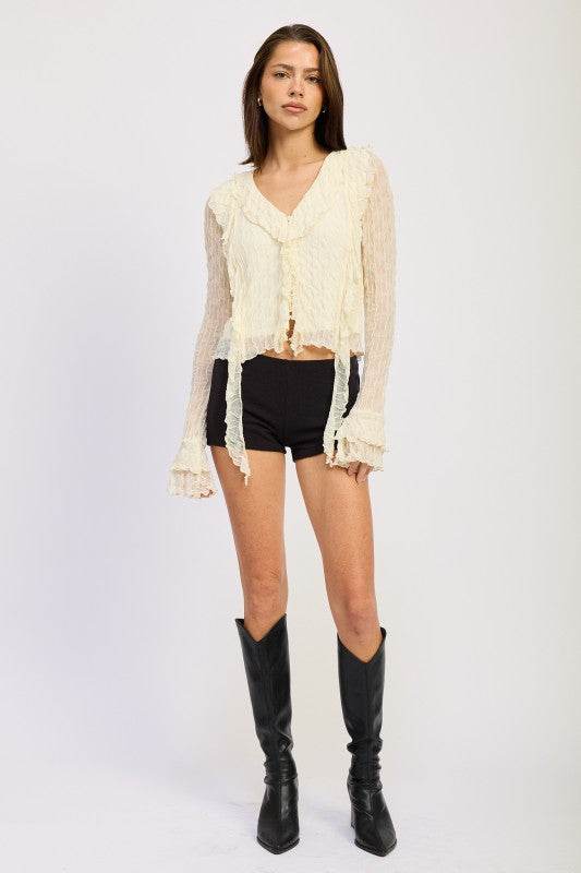 RUFFLED LONG SLEEVE TOP