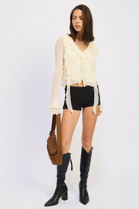 RUFFLED LONG SLEEVE TOP