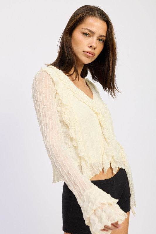 RUFFLED LONG SLEEVE TOP