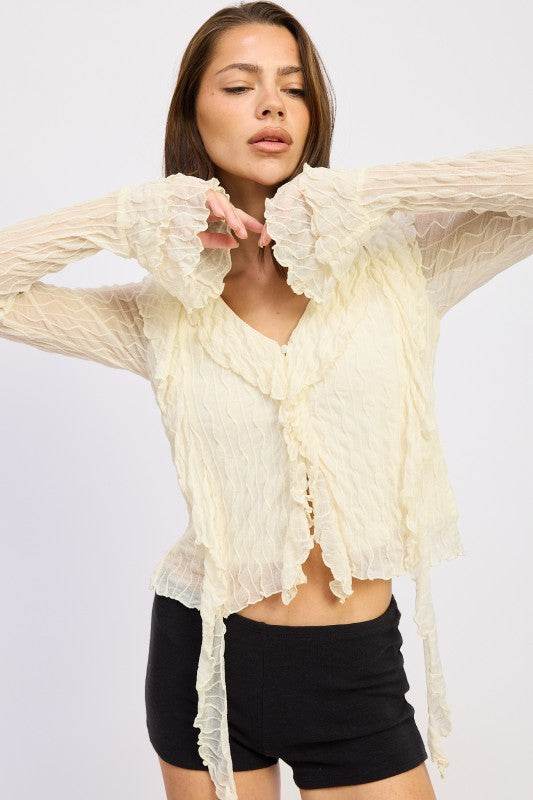 RUFFLED LONG SLEEVE TOP