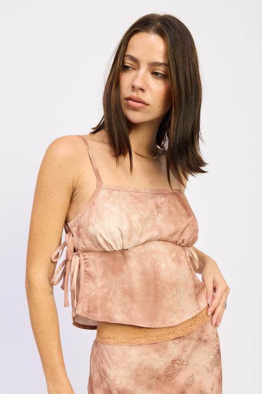 PRINTED TANK TOP WITH SIDE TIES