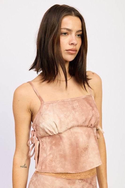 PRINTED TANK TOP WITH SIDE TIES