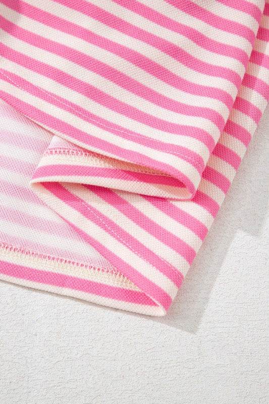 Cotton Pink Stripe backless t shirt