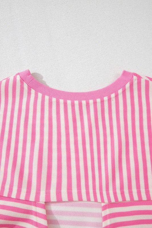 Cotton Pink Stripe backless t shirt