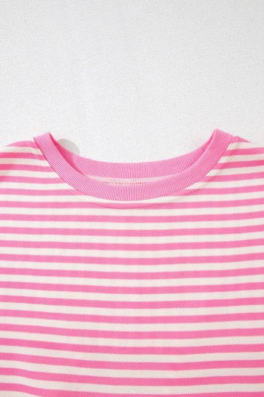 Cotton Pink Stripe backless t shirt