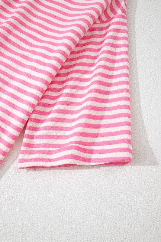 Cotton Pink Stripe backless t shirt