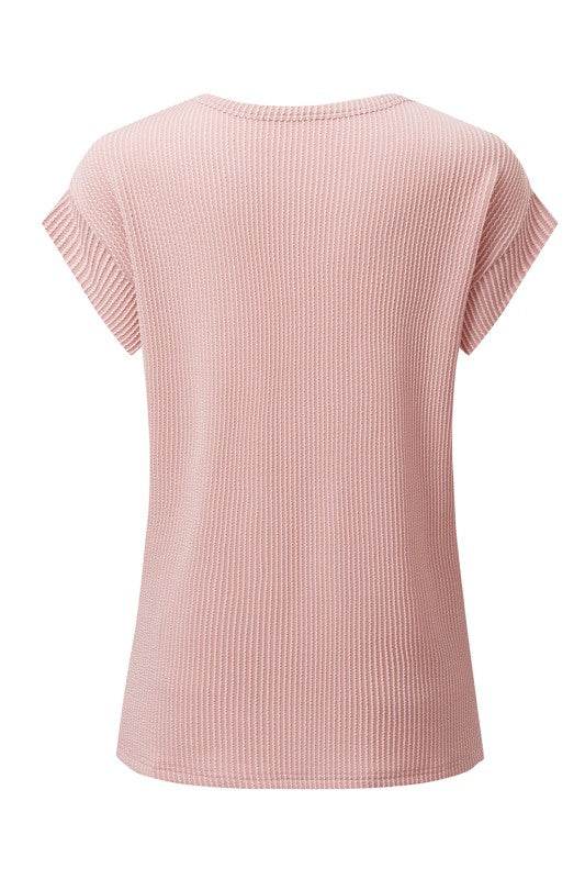 Viscose Twisted Ribbed Textured Solid T Shirt