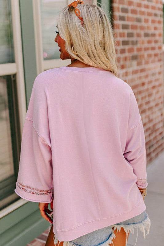 Drop Shoulder Wide Sleeve Casual Sweatshirts Top