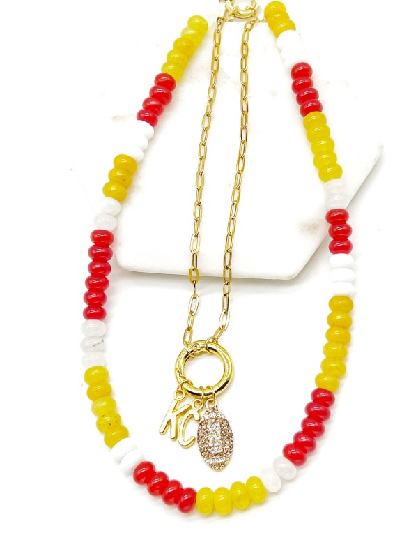 Chiefs Charm Rhinestone Kansas City Necklace KC