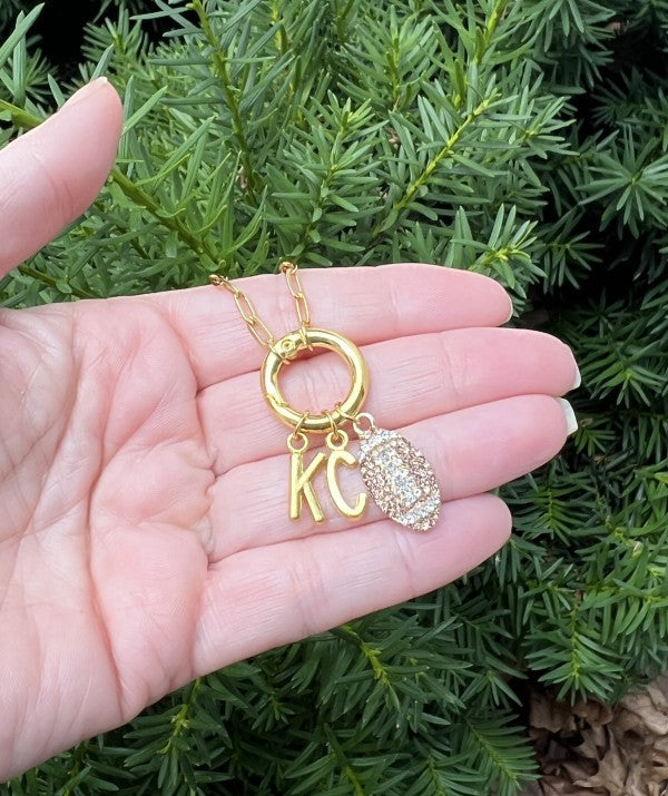 Chiefs Charm Rhinestone Kansas City Necklace KC