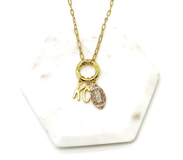 Chiefs Charm Rhinestone Kansas City Necklace KC