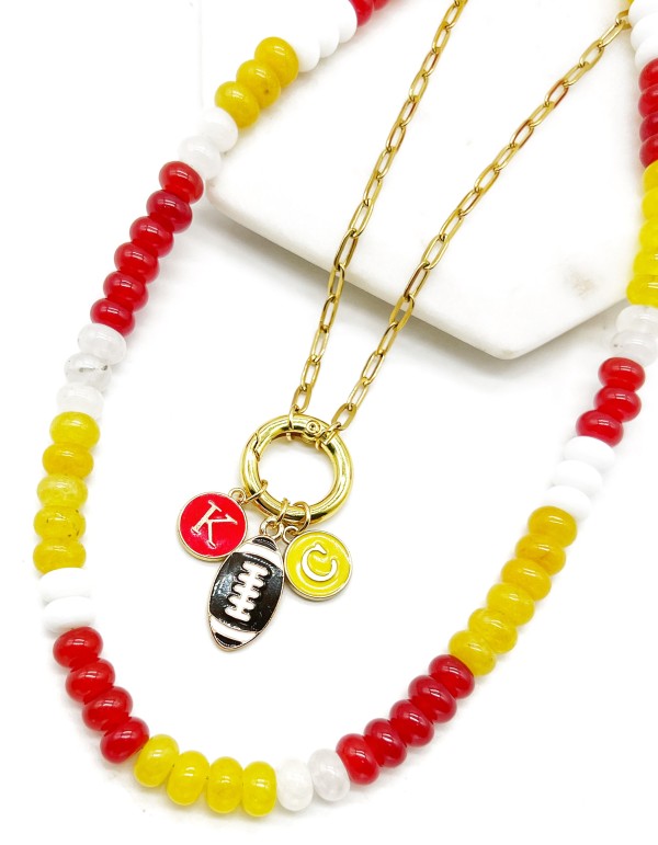 KC Chiefs Beaded Stone Necklace NFL Kansas City