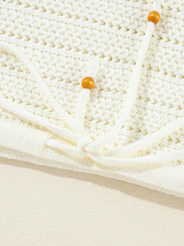 Cotton Eyelet Boho Floral Knit Sweater
