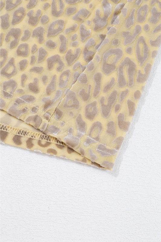 Women Leopard Velvet Burnout Off Shoulder Blouse