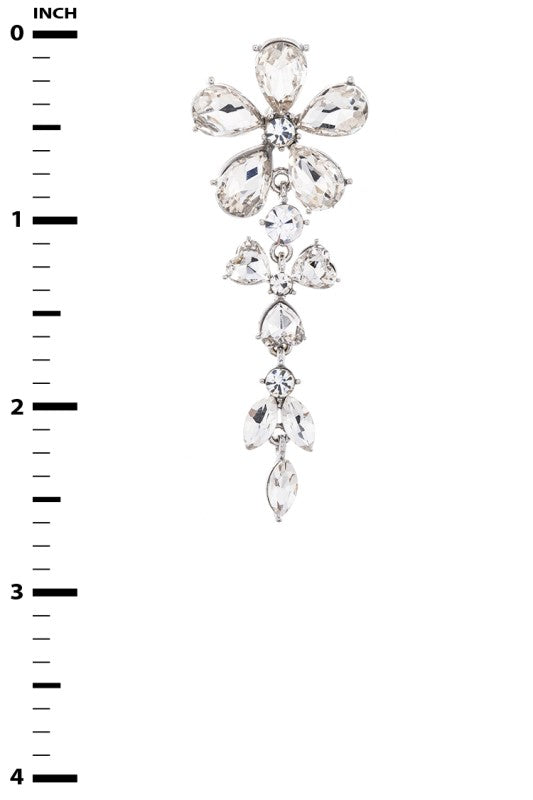 Crystal Flower Drop Earrings