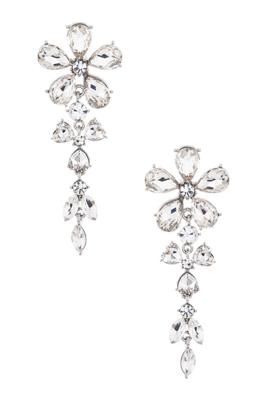 Crystal Flower Drop Earrings