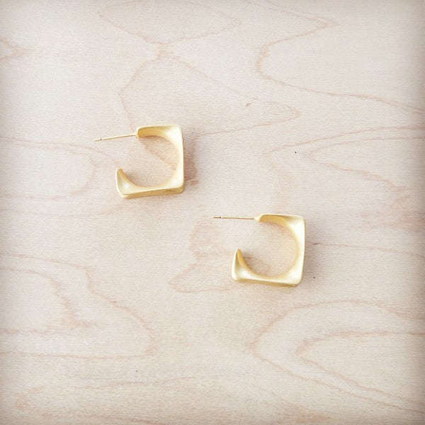 Matte Gold Square Hoop Earrings