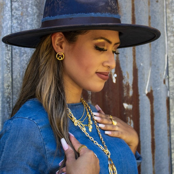 Matte Gold Double Circle Earrings