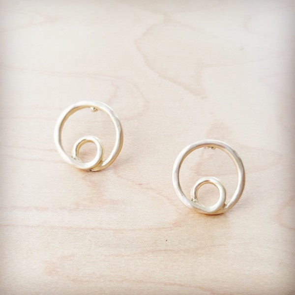 Matte Gold Double Circle Earrings