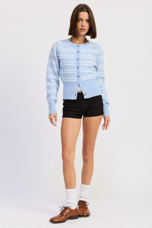 BUTTON DOWN STRIPED CARDIGAN