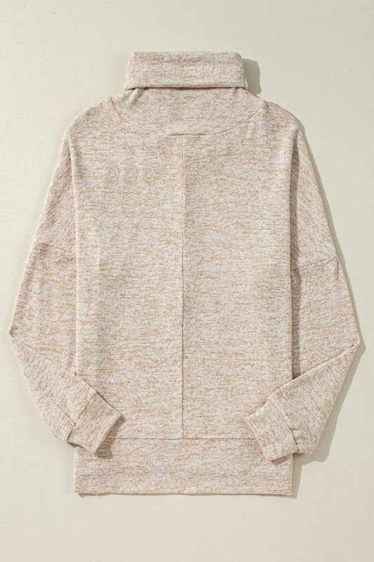 Drawstring Cowl High Neck Long Sleeve Sweatshirts