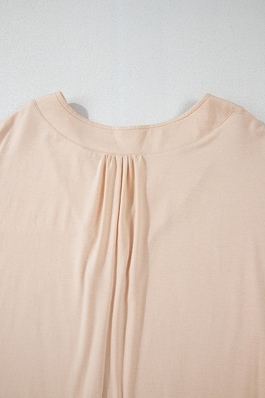 Women Puff Sleeve Patchwork V Neck Sweatshirts