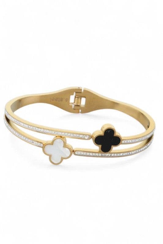 Double Clover Stainless Steel Bangle