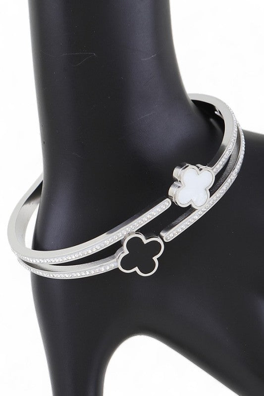 Double Clover Stainless Steel Bangle