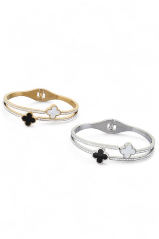 Double Clover Stainless Steel Bangle