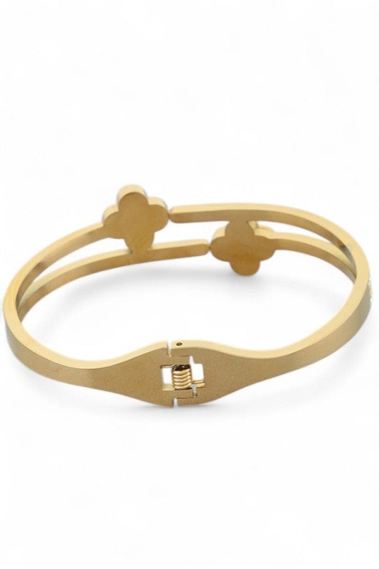Double Clover Stainless Steel Bangle