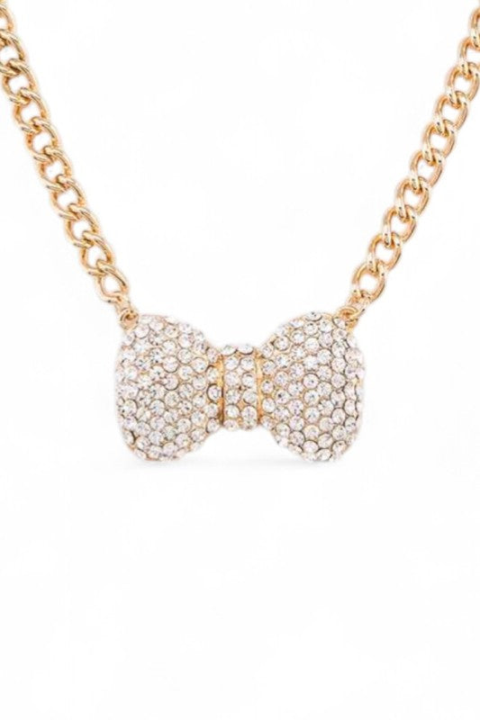 Crystal Bow Iconic Pendant Necklace