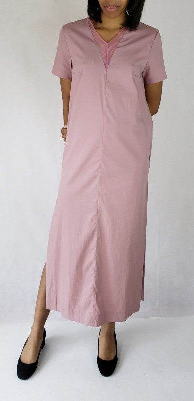 Maxi dress long side slits deep v neck with pocket