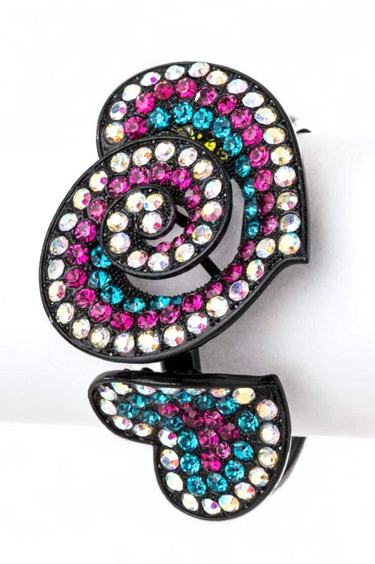 Crystal Flower Statement Bangle