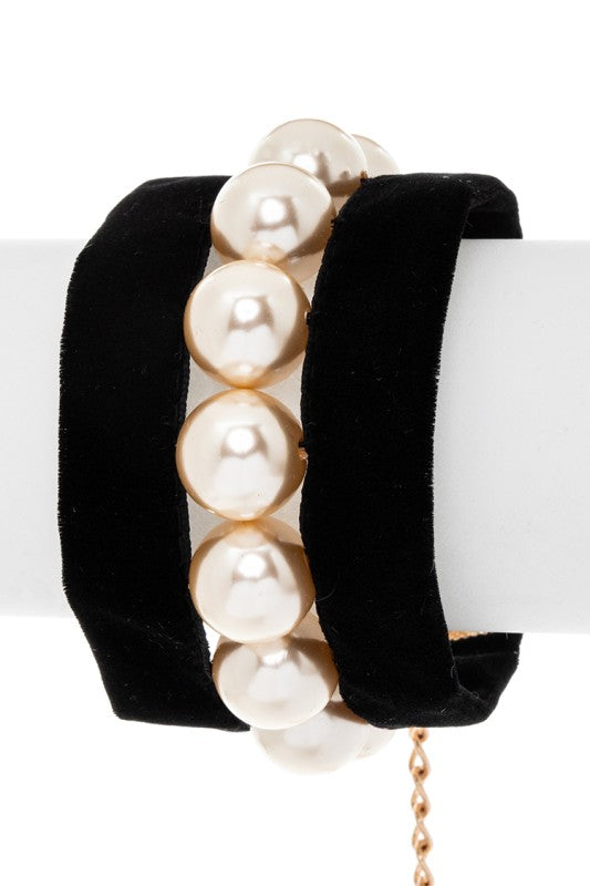 Iconic Pearl And Velvet Bracelet
