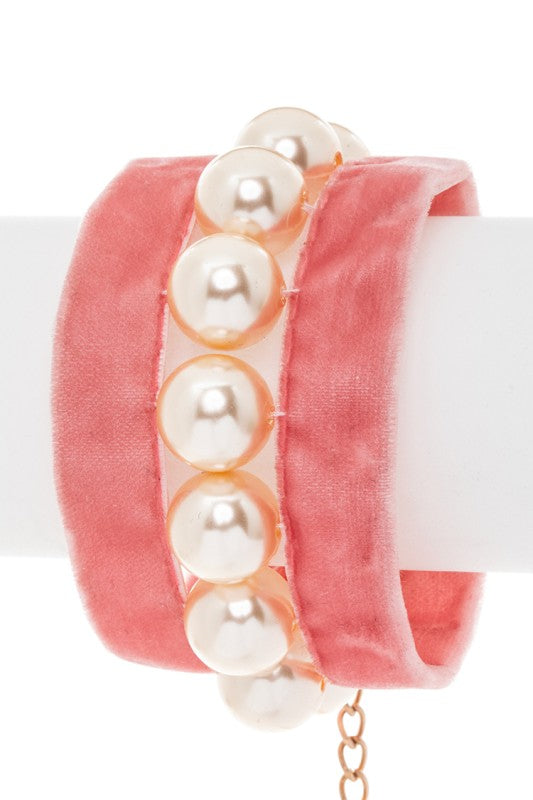 Iconic Pearl And Velvet Bracelet