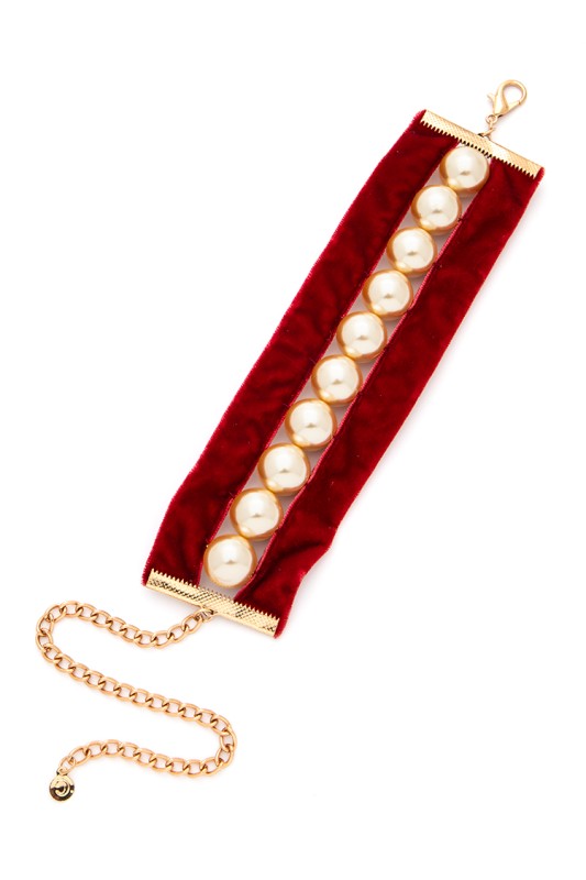 Iconic Pearl And Velvet Bracelet