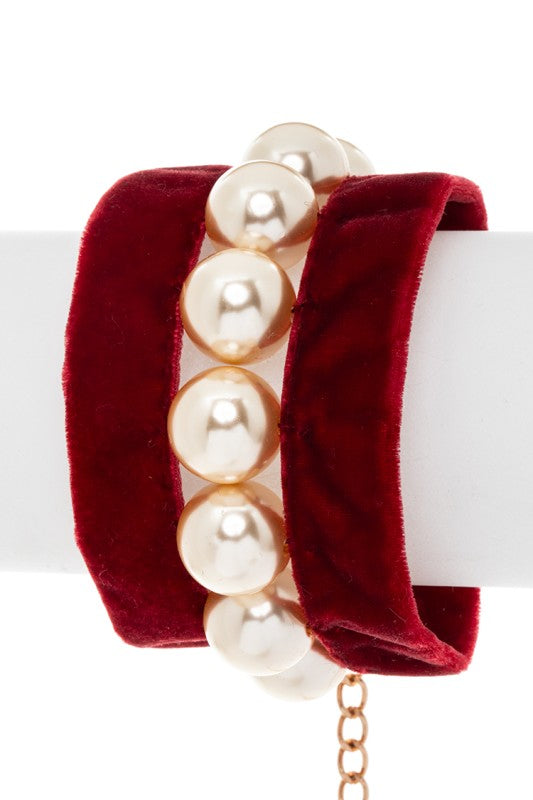 Iconic Pearl And Velvet Bracelet
