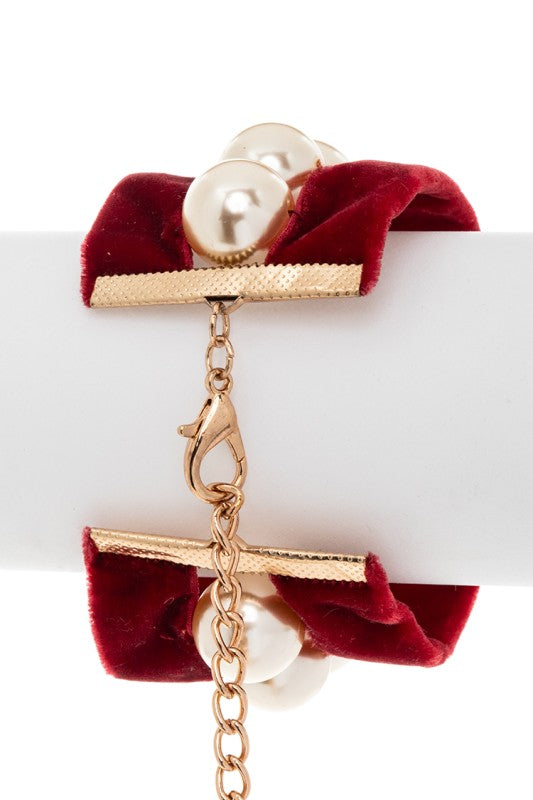 Iconic Pearl And Velvet Bracelet