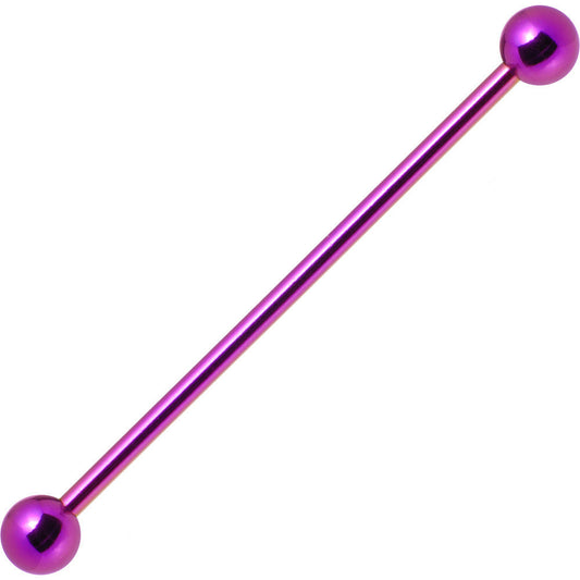 14G Purple Anodized Titanium Industrial Barbell Earring