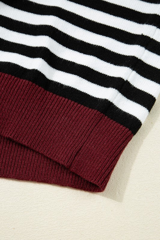 Color black Striped Colorblock Sleeve Chic Sweater